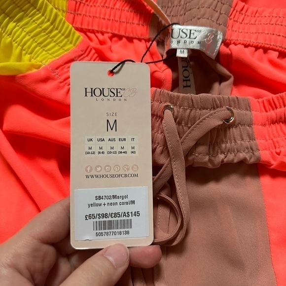 HOUSE OF CB Margot Yellow Color Block Wide Leg Trousers - Picture 4 of 4